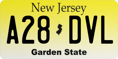 NJ license plate A28DVL