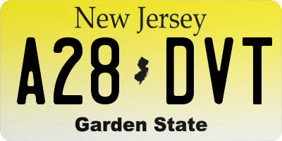 NJ license plate A28DVT