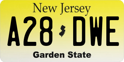 NJ license plate A28DWE