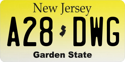 NJ license plate A28DWG