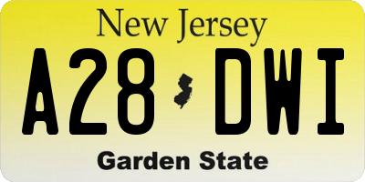 NJ license plate A28DWI
