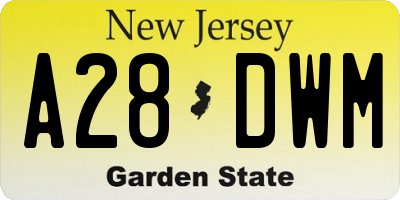 NJ license plate A28DWM