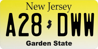 NJ license plate A28DWW