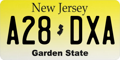 NJ license plate A28DXA