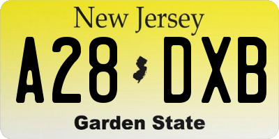 NJ license plate A28DXB