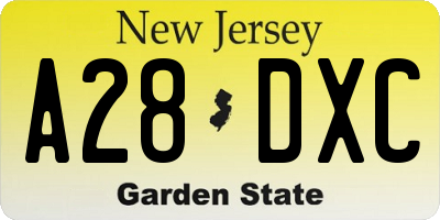 NJ license plate A28DXC