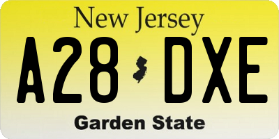 NJ license plate A28DXE