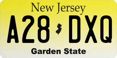 NJ license plate A28DXQ