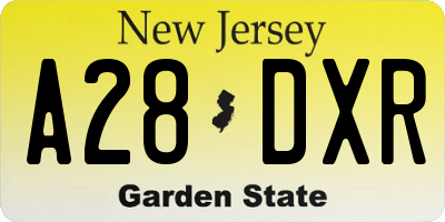 NJ license plate A28DXR