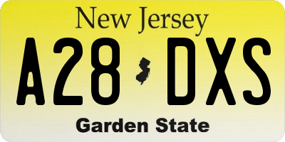 NJ license plate A28DXS