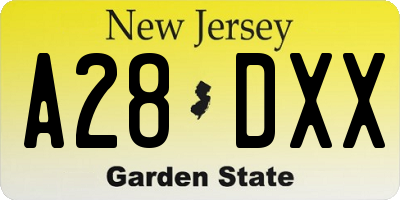 NJ license plate A28DXX
