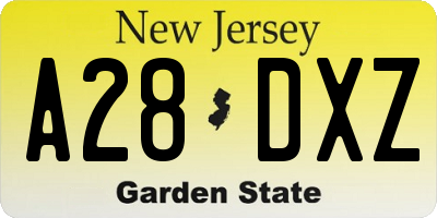 NJ license plate A28DXZ
