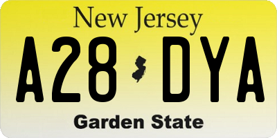 NJ license plate A28DYA