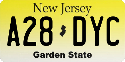 NJ license plate A28DYC