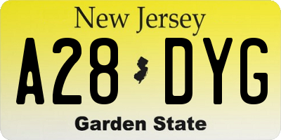NJ license plate A28DYG