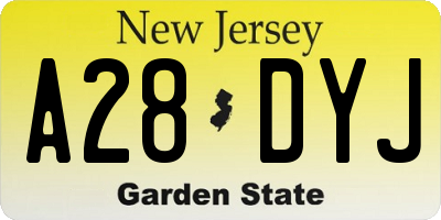 NJ license plate A28DYJ