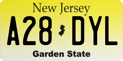 NJ license plate A28DYL