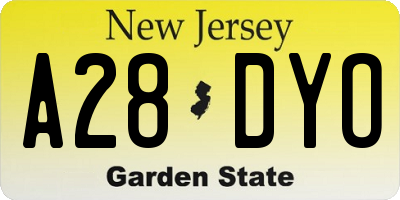 NJ license plate A28DYO