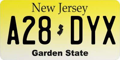 NJ license plate A28DYX