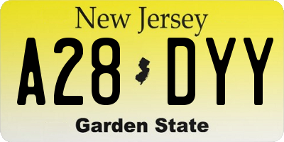 NJ license plate A28DYY