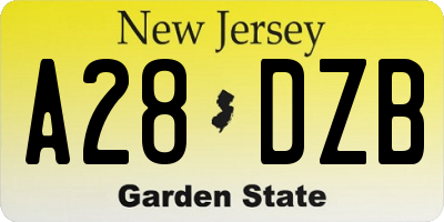 NJ license plate A28DZB