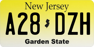 NJ license plate A28DZH