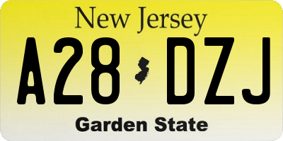 NJ license plate A28DZJ