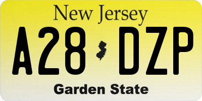 NJ license plate A28DZP