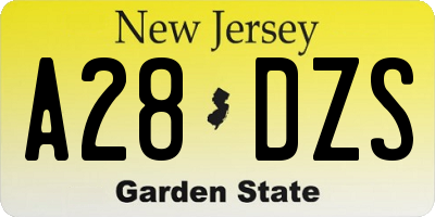 NJ license plate A28DZS