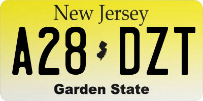 NJ license plate A28DZT