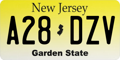 NJ license plate A28DZV