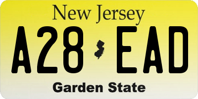 NJ license plate A28EAD