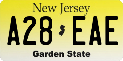 NJ license plate A28EAE