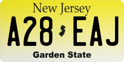 NJ license plate A28EAJ