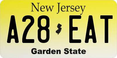 NJ license plate A28EAT