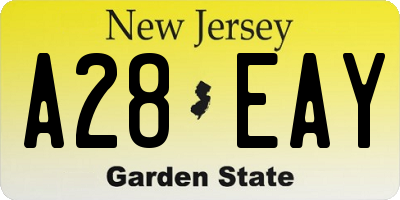 NJ license plate A28EAY