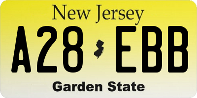 NJ license plate A28EBB