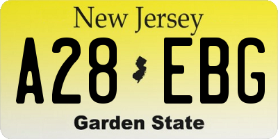 NJ license plate A28EBG