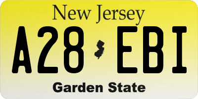 NJ license plate A28EBI