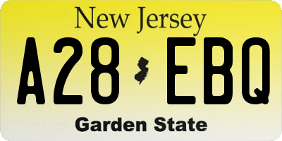 NJ license plate A28EBQ