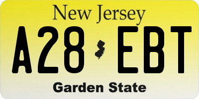 NJ license plate A28EBT