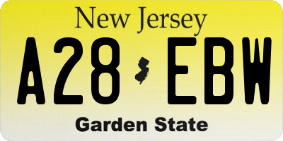 NJ license plate A28EBW