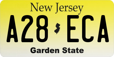 NJ license plate A28ECA