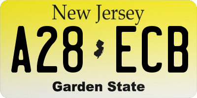 NJ license plate A28ECB