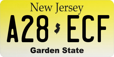 NJ license plate A28ECF