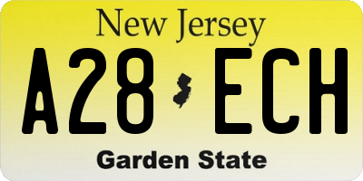 NJ license plate A28ECH