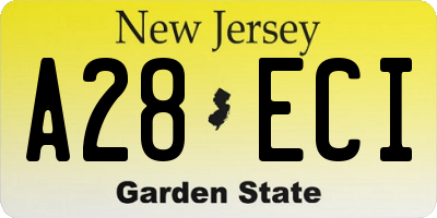 NJ license plate A28ECI