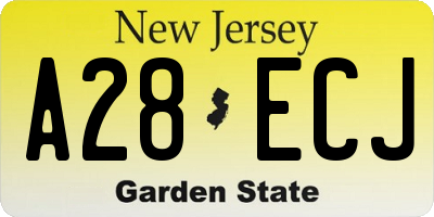 NJ license plate A28ECJ
