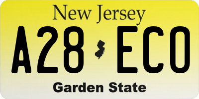 NJ license plate A28ECO