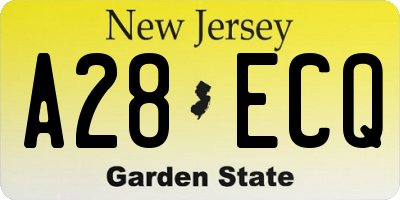 NJ license plate A28ECQ